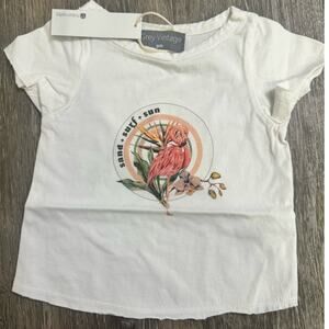 Miki Miette Surf Sand Sun Flamingo White S/S Top, 9 months